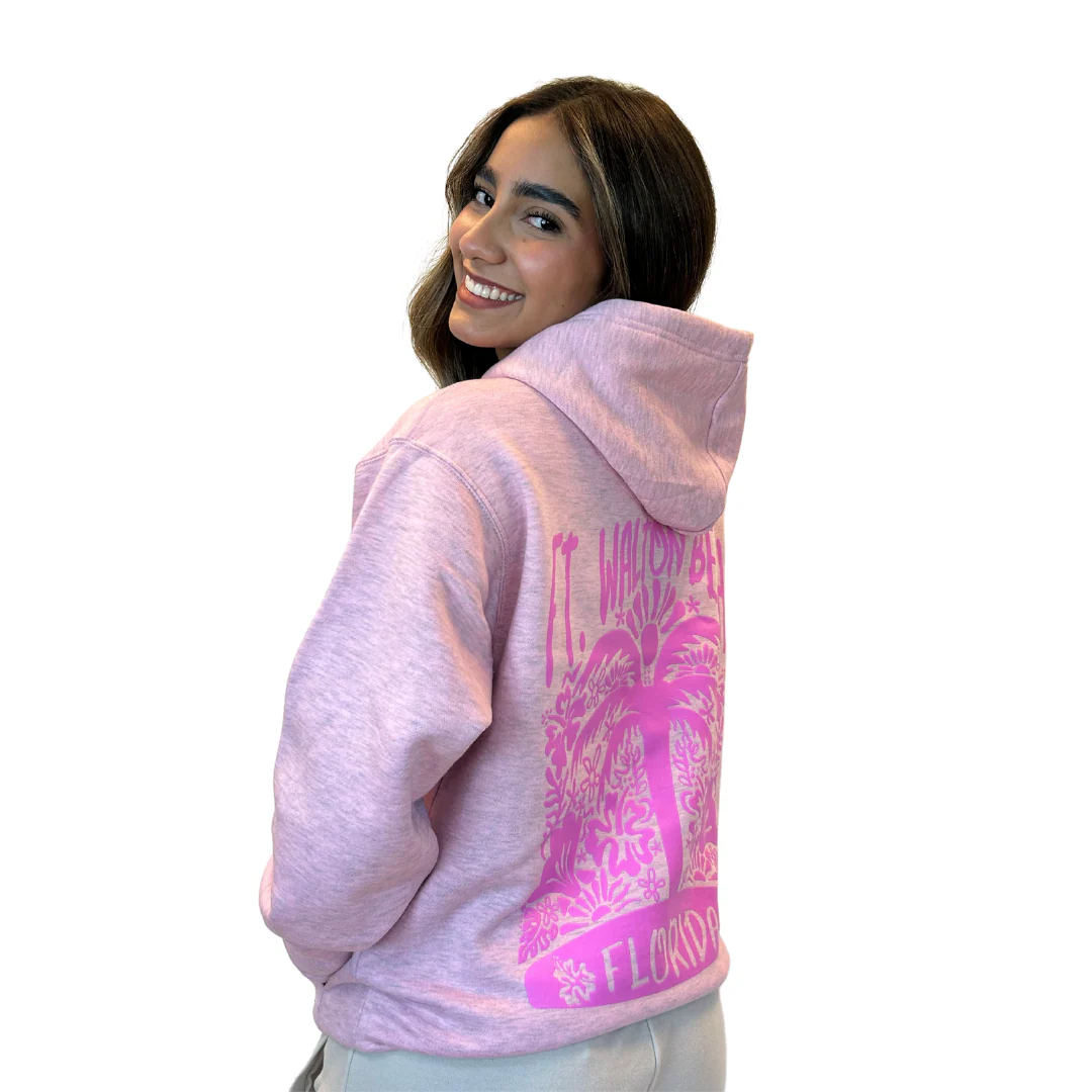 Ft. Walton Beach with front Palm Tree pocket design and back big Design Pullover Hoodie Women Style ML200 - Image 4