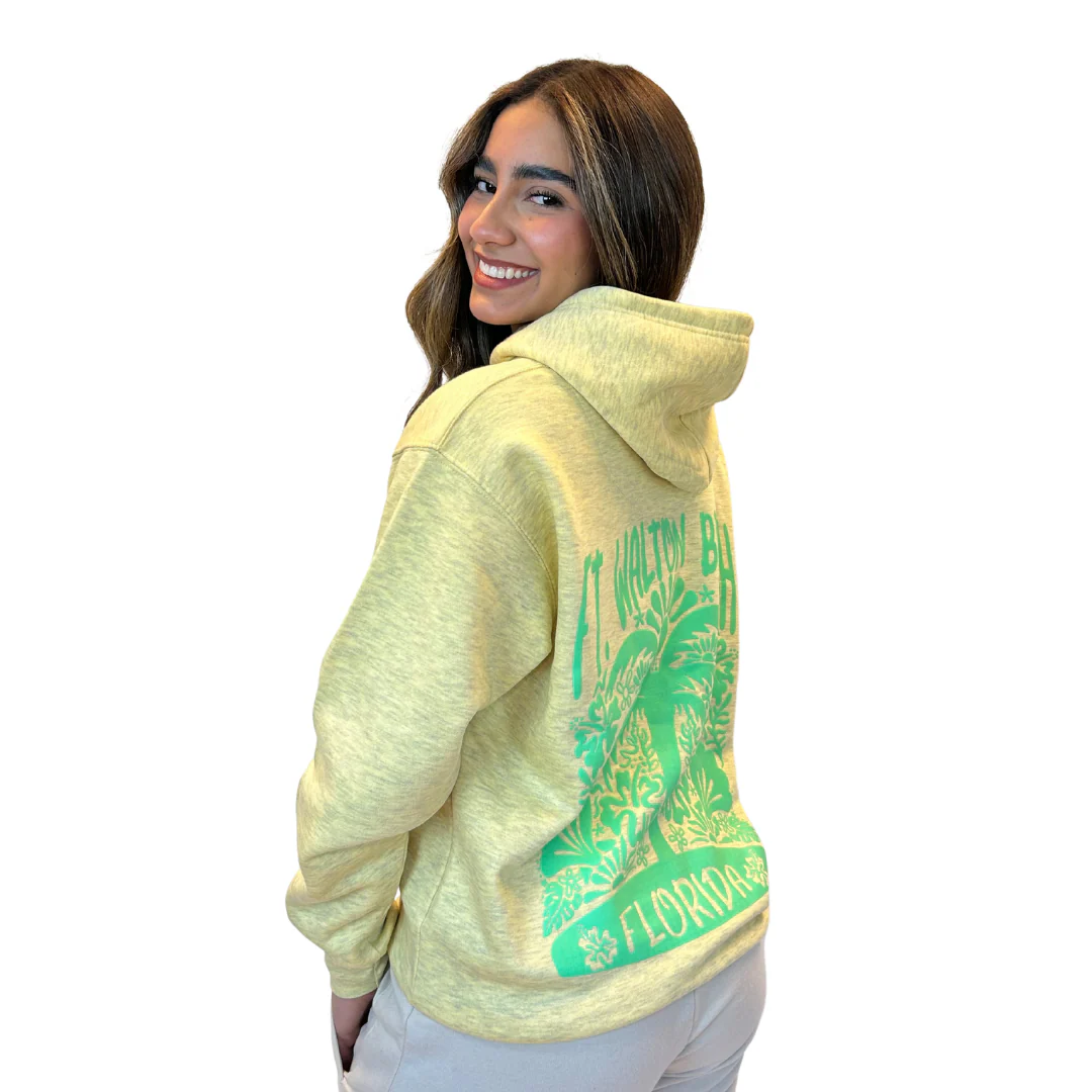 Ft. Walton Beach with front Palm Tree pocket design and back big Design Pullover Hoodie Women Style ML200 - Image 6