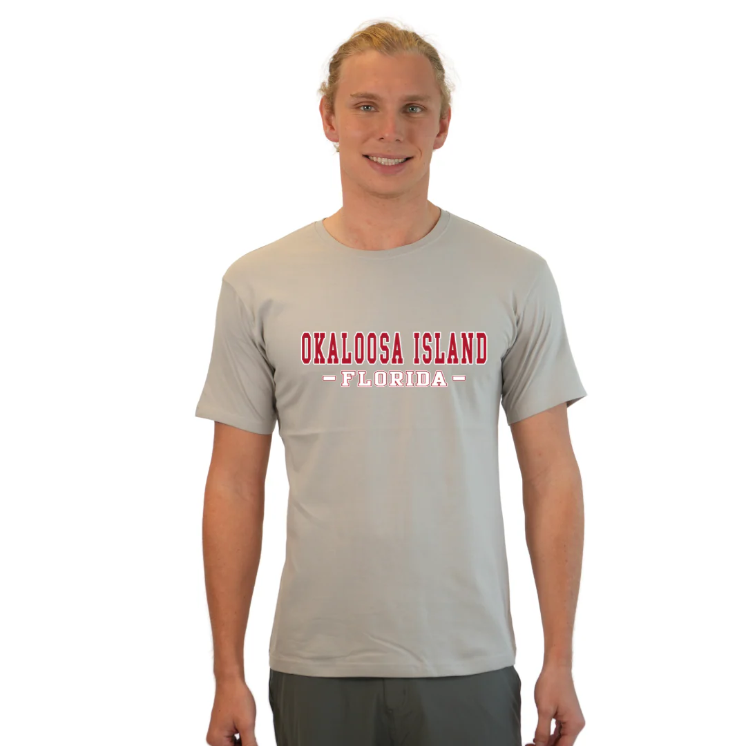 Okaloosa Island Combed Cotton T-Shirt Men with Red City Name Design Style CC1000 - Image 3