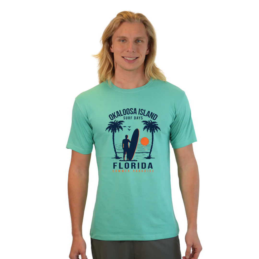 Okaloosa Island Combed Cotton T-Shirt  Men with Summer Padaise Front Design Style CC1000 - Image 3