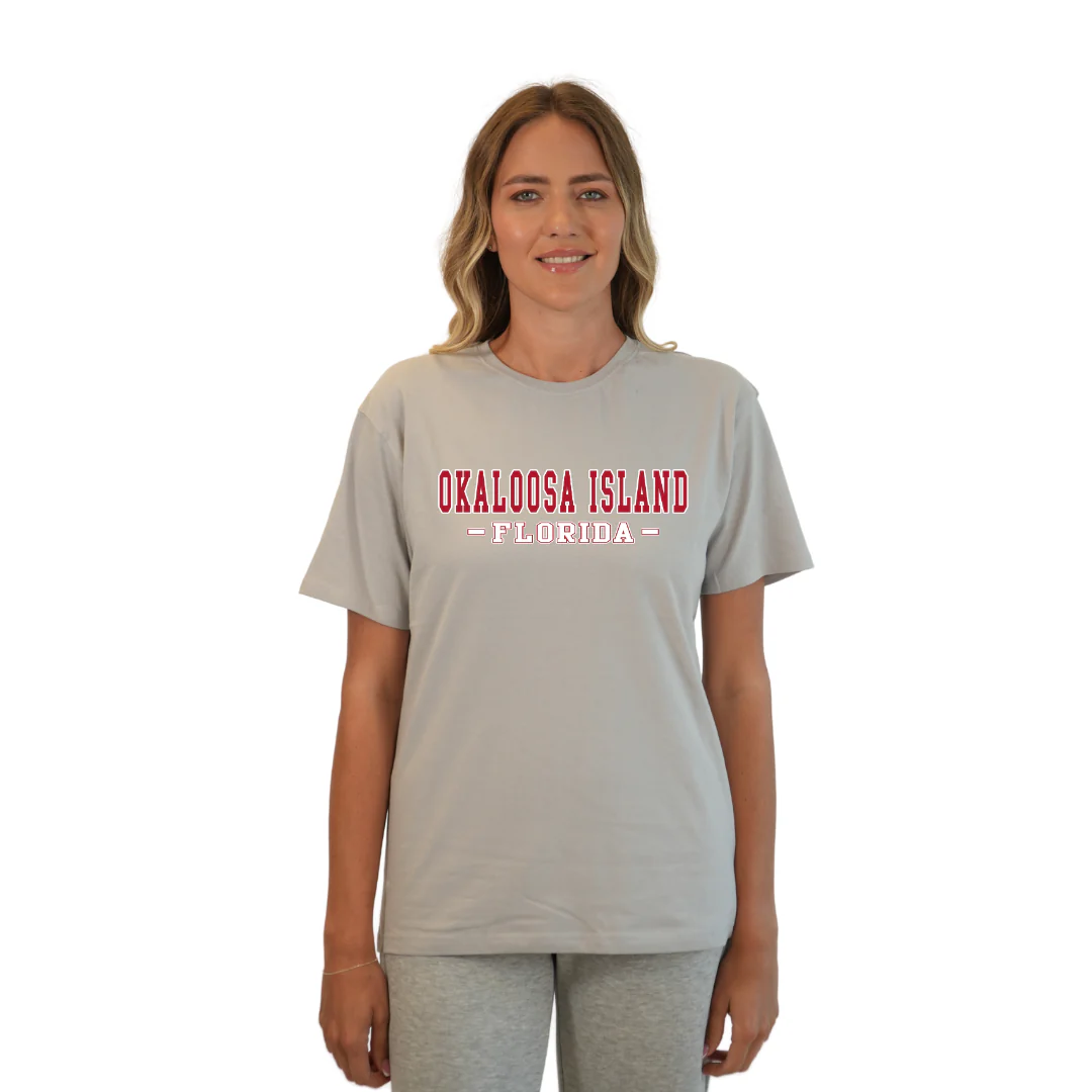 Okaloosa Island Combed Cotton T-Shirt Women with Red City Name Design Style CC1000 - Image 3