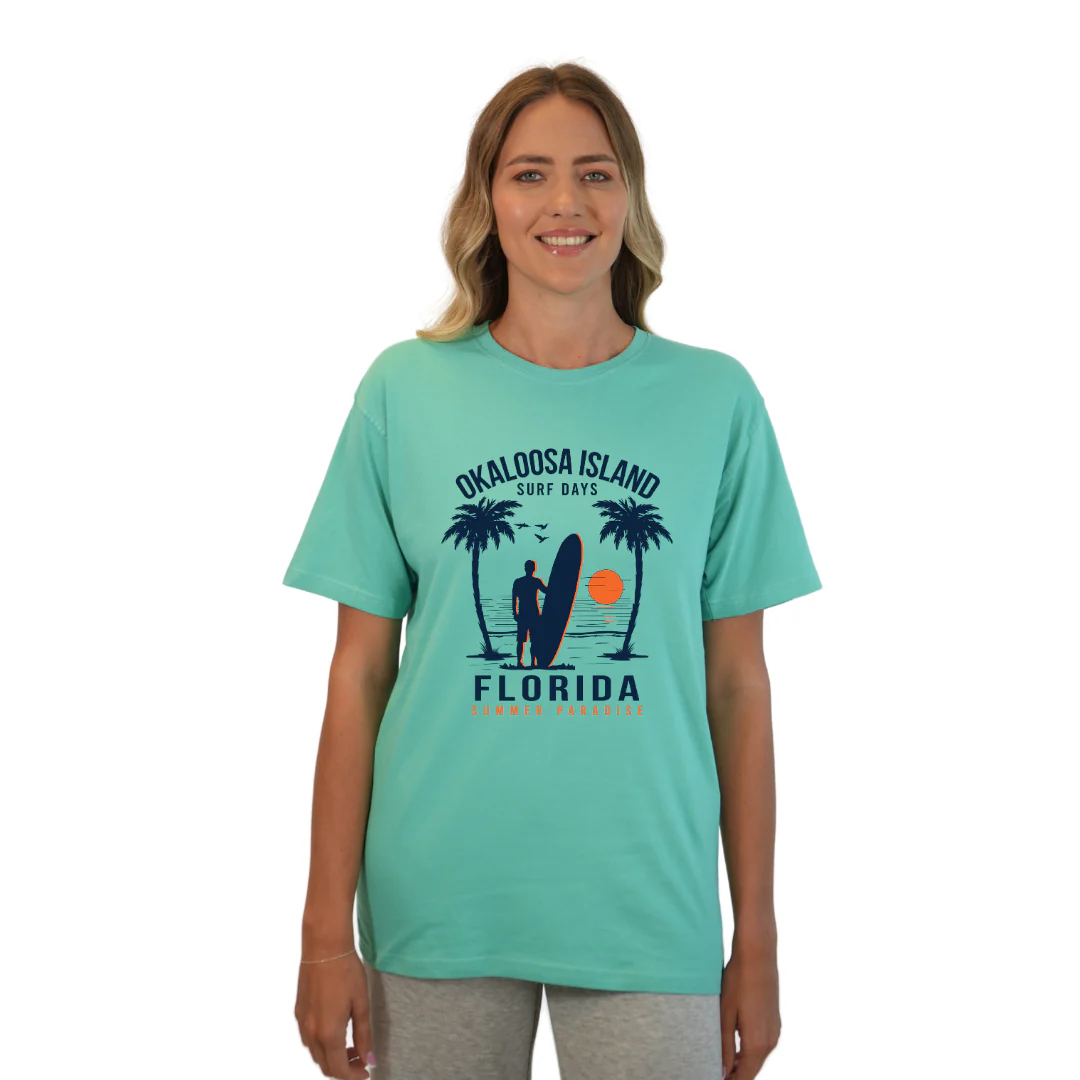 Okaloosa Island Combed Cotton T-Shirt  Women  with Summer Padaise Front Design Style CC1000 - Image 3