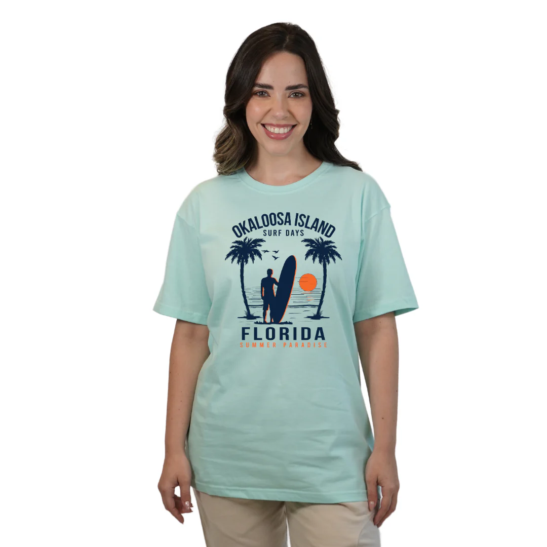 Okaloosa Island Combed Cotton T-Shirt  Women  with Summer Padaise Front Design Style CC1000 - Image 7