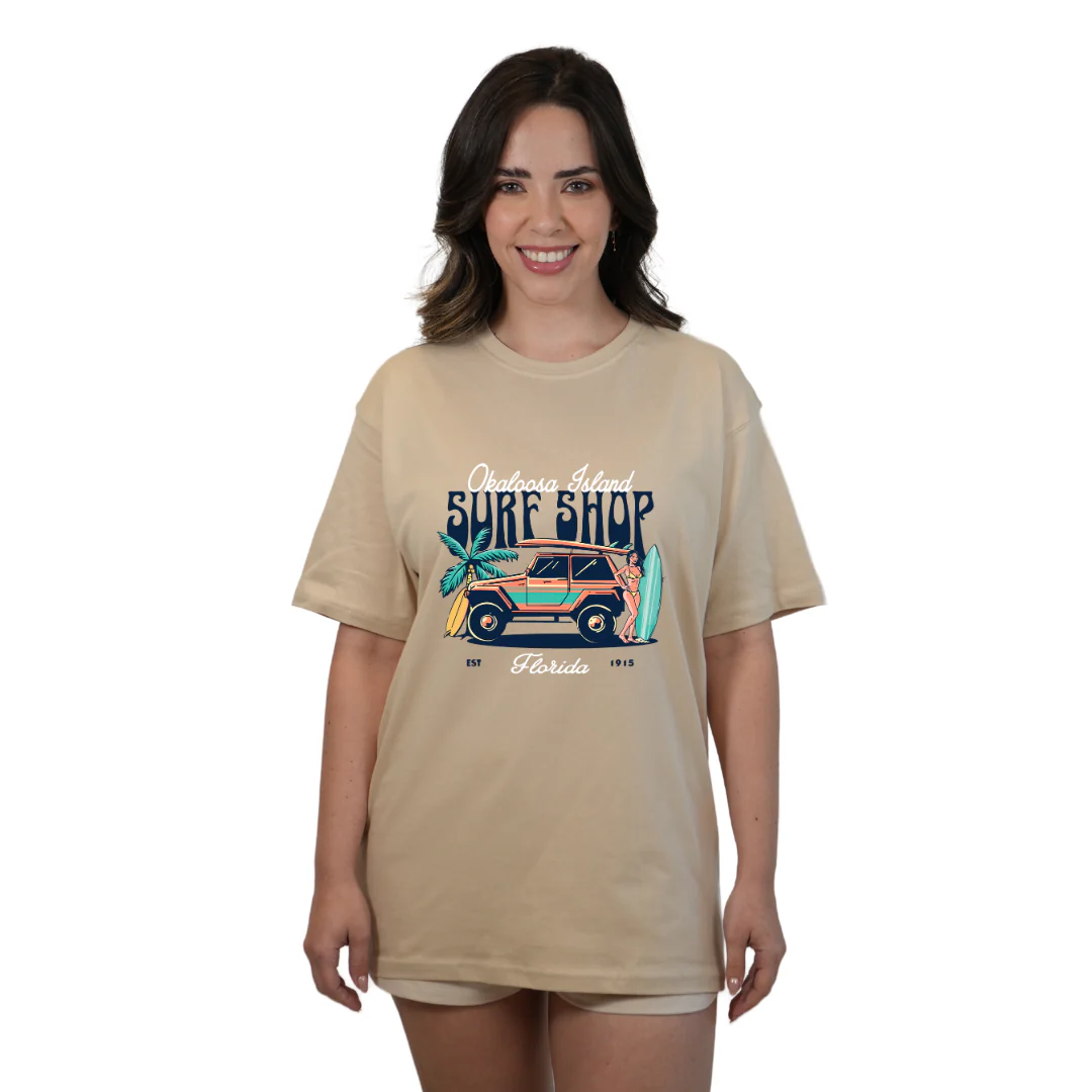 Okaloosa Island Combed Cotton T-Shirt  Women  with Surf Shop Front Design Style CC1000 - Image 4