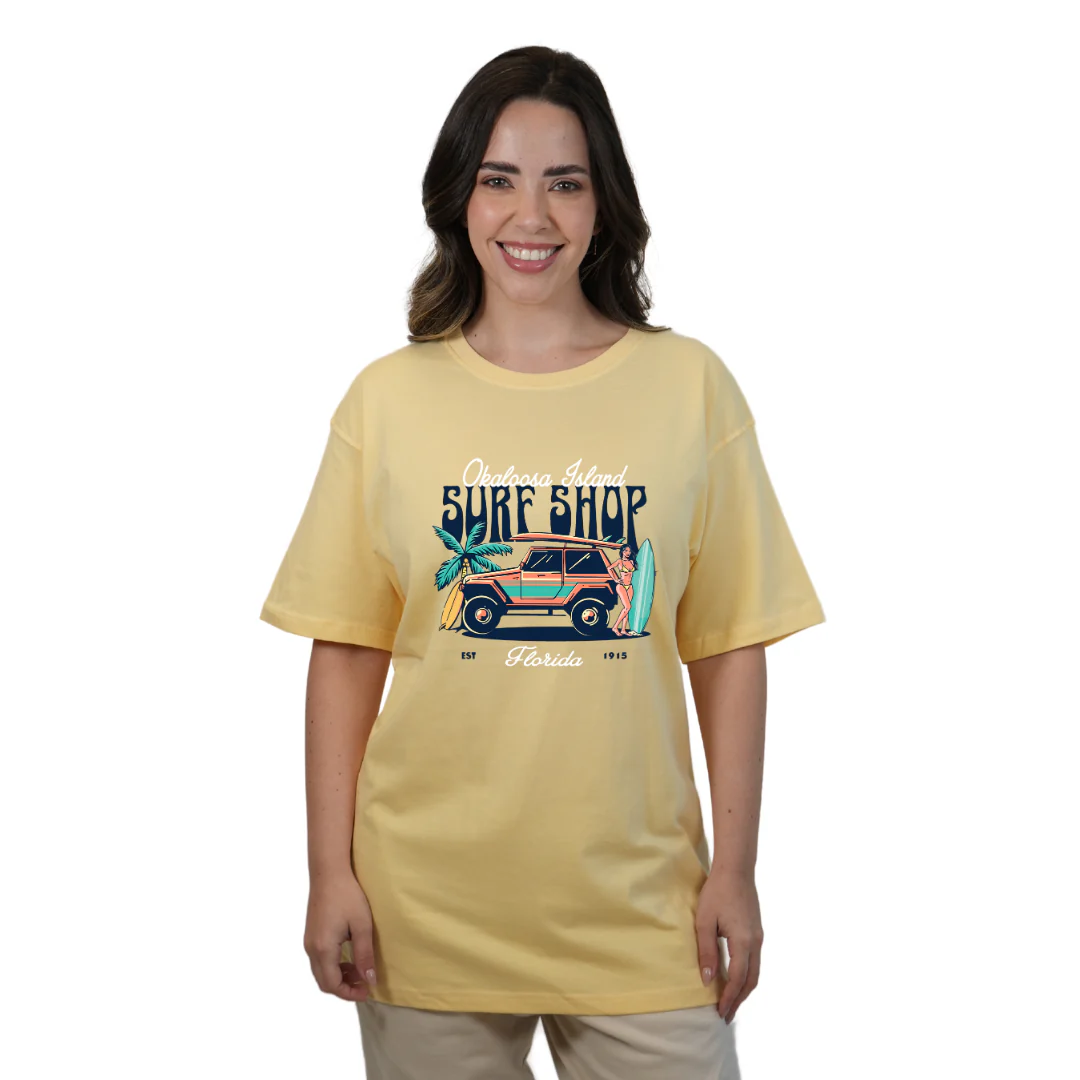 Okaloosa Island Combed Cotton T-Shirt  Women  with Surf Shop Front Design Style CC1000 - Image 6