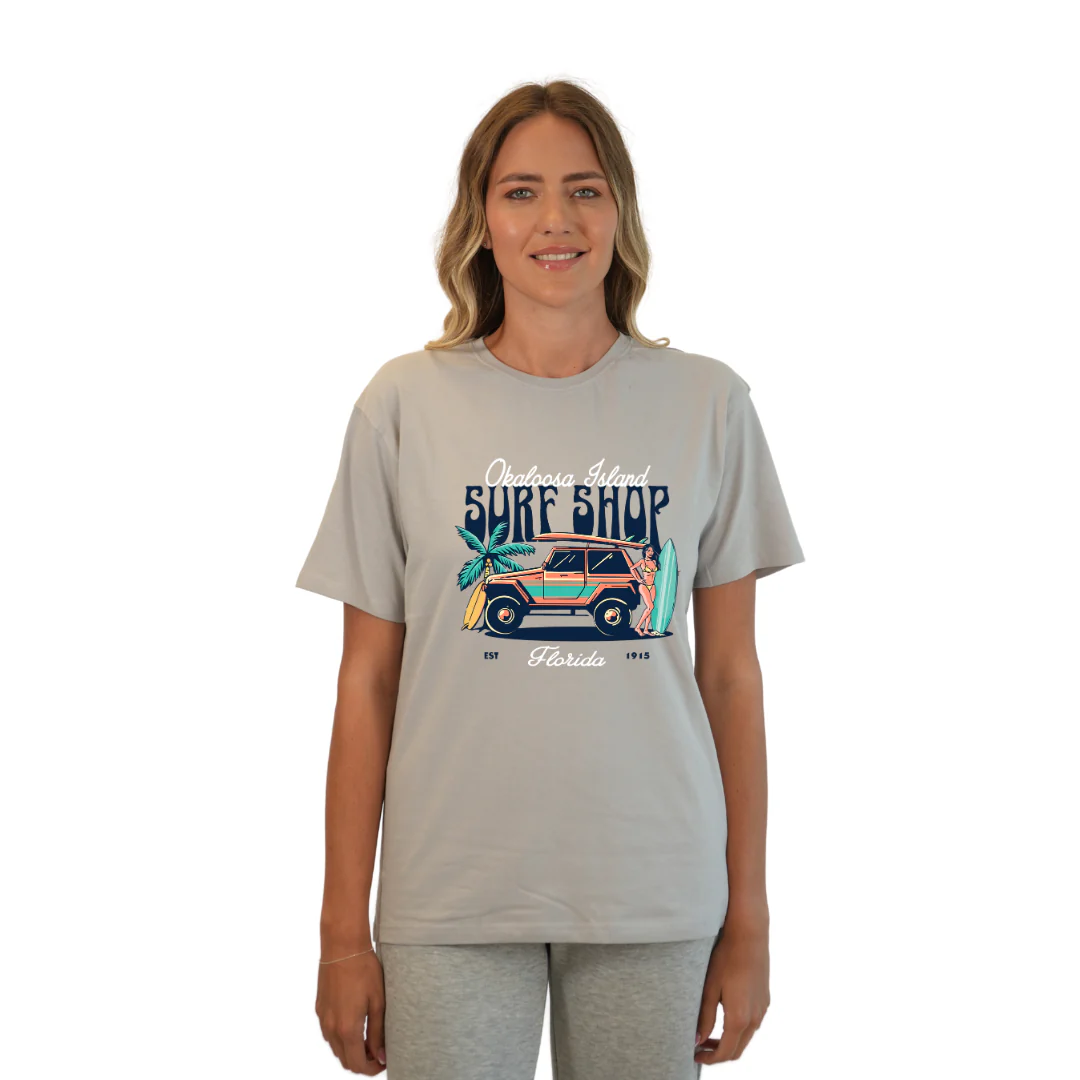 Okaloosa Island Combed Cotton T-Shirt  Women  with Surf Shop Front Design Style CC1000 - Image 8