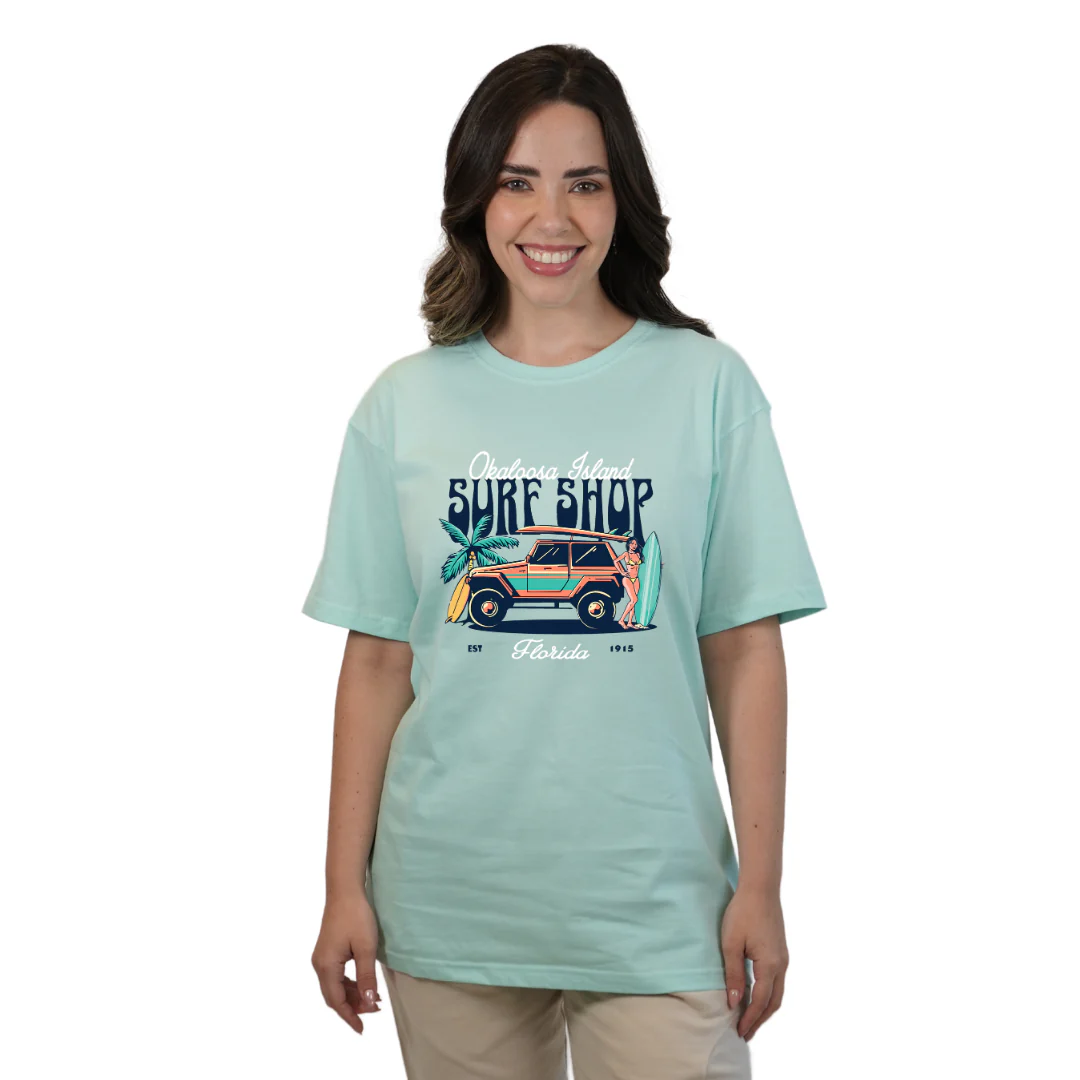 Okaloosa Island Combed Cotton T-Shirt  Women  with Surf Shop Front Design Style CC1000 - Image 9