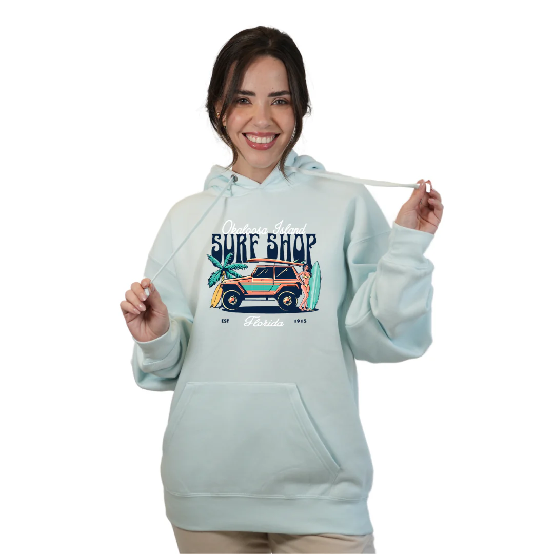 Okaloosa Island Hoodie Women  with Surf Shop Front Design Style 252 - Image 4