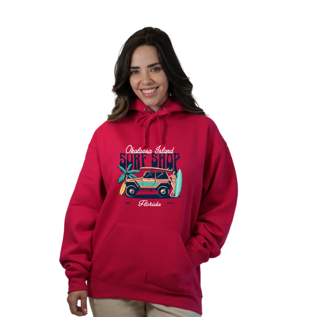 Okaloosa Island Hoodie Women  with Surf Shop Front Design Style 252 - Image 6