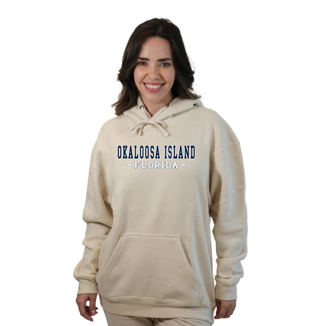 Okaloosa Island Hoodie Women  with Navy City Name Front Design Style 252 - Image 4