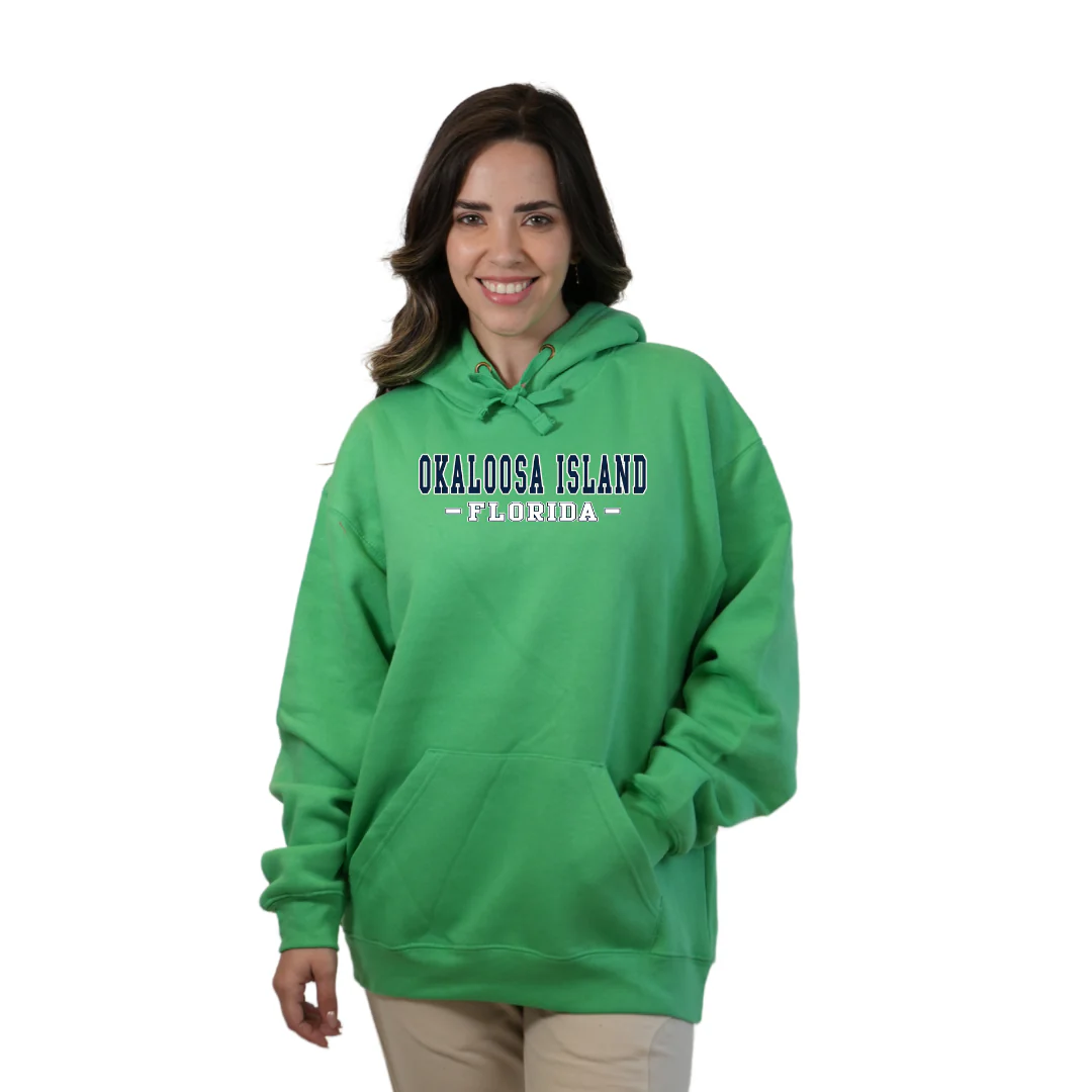 Okaloosa Island Hoodie Women  with Navy City Name Front Design Style 252 - Image 5