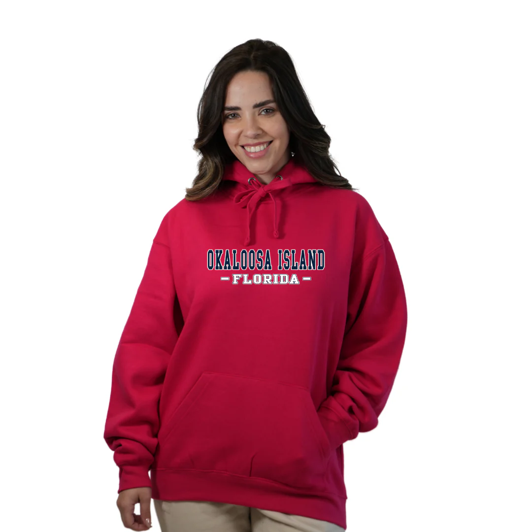 Okaloosa Island Hoodie Women  with Navy City Name Front Design Style 252 - Image 6