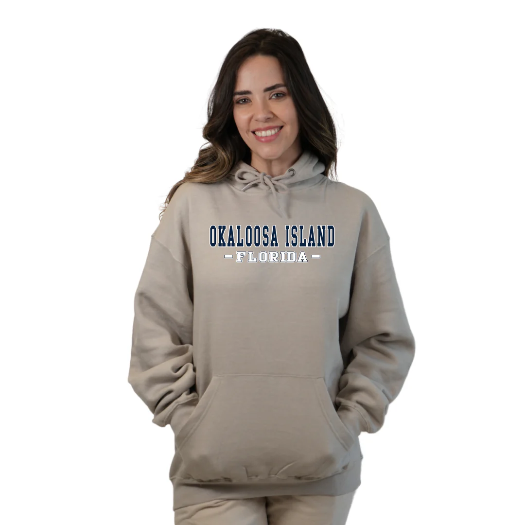Okaloosa Island Hoodie Women  with Navy City Name Front Design Style 252 - Image 8