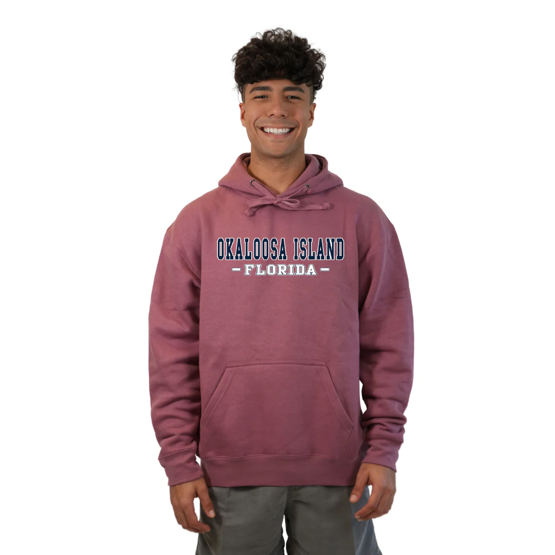 Okaloosa Island Hoodie Men  with Navy City Name Front Design Style 252 - Image 5