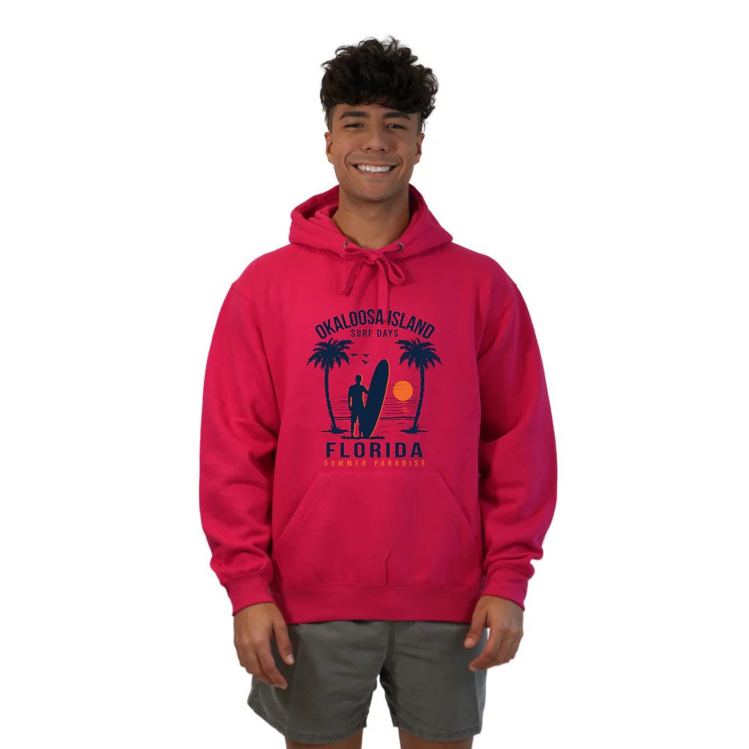 Okaloosa Island Hoodie Men with Summer Paradaise Front Design Style 252 - Image 2