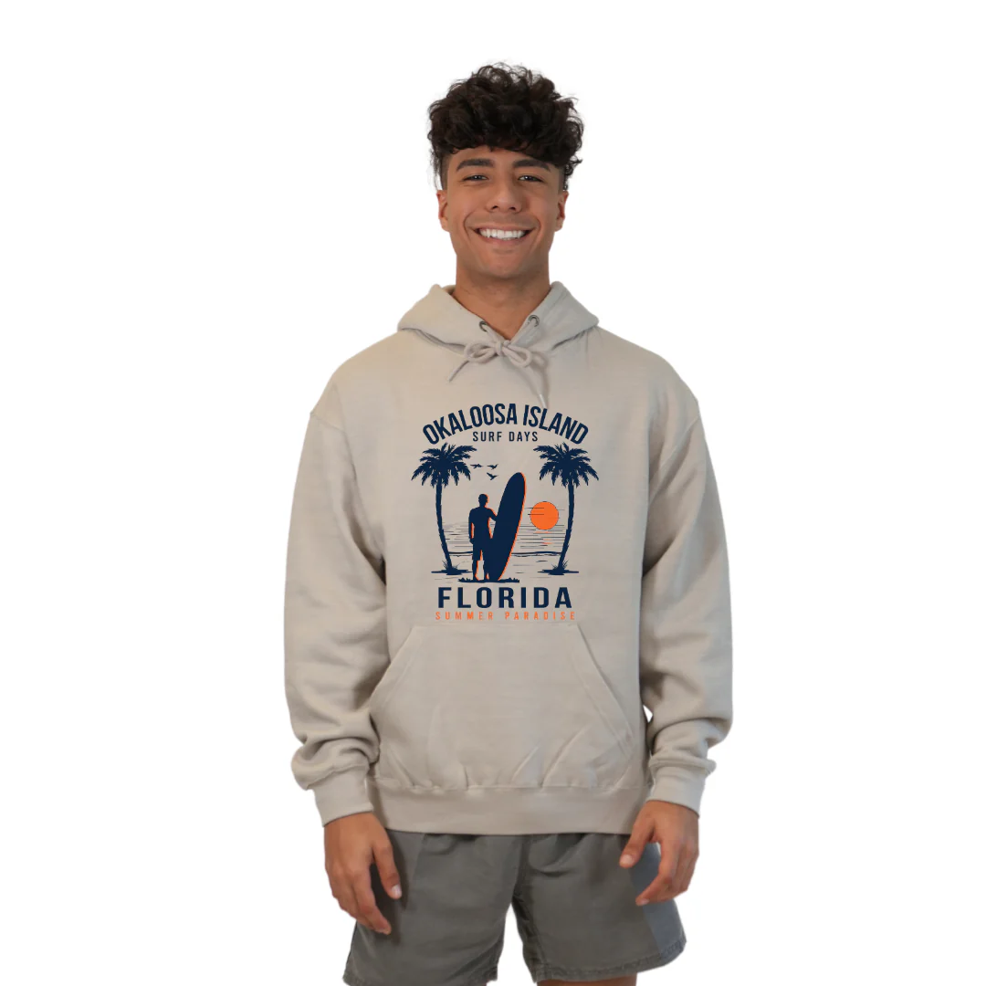 Okaloosa Island Hoodie Men with Summer Paradaise Front Design Style 252 - Image 6