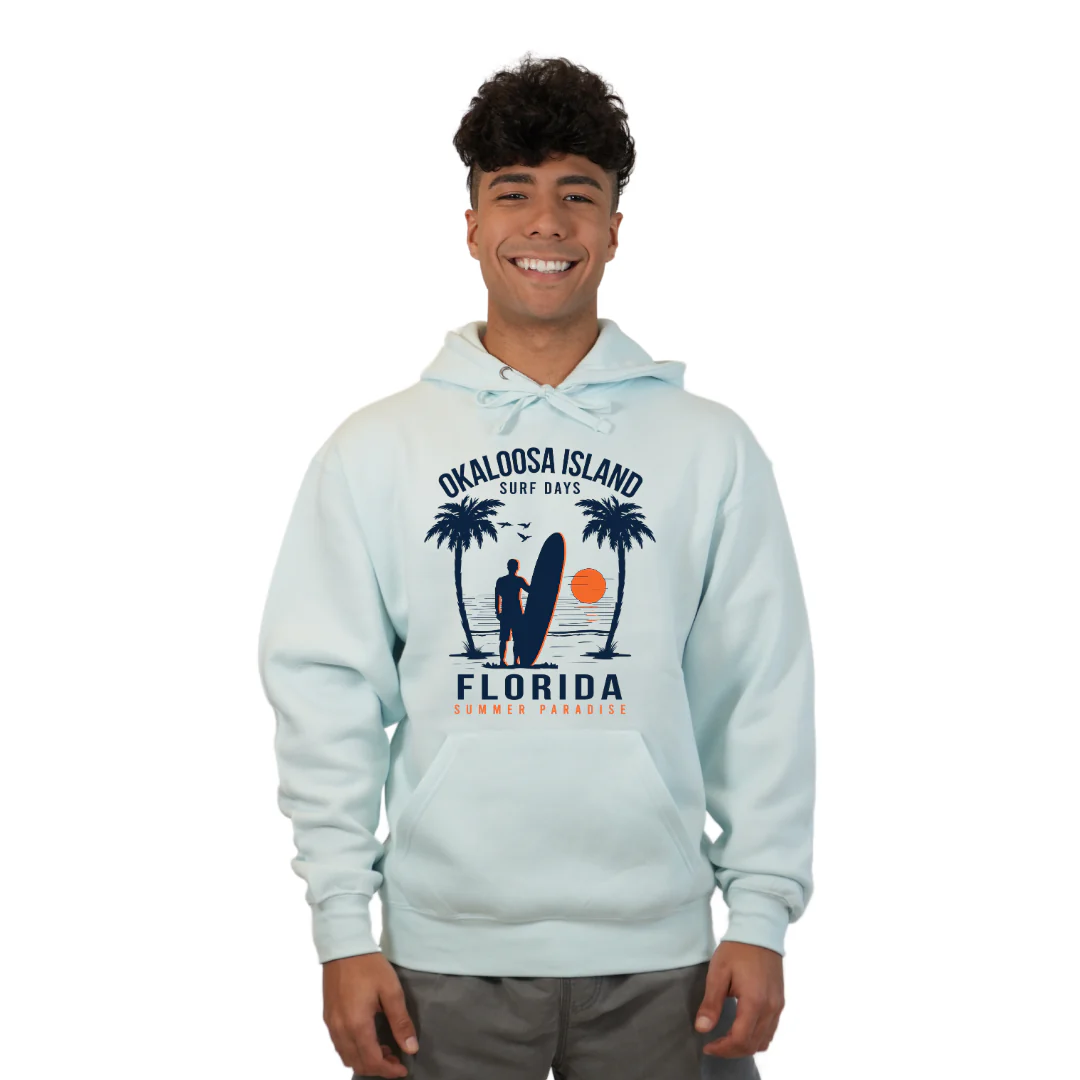 Okaloosa Island Hoodie Men with Summer Paradaise Front Design Style 252 - Image 7