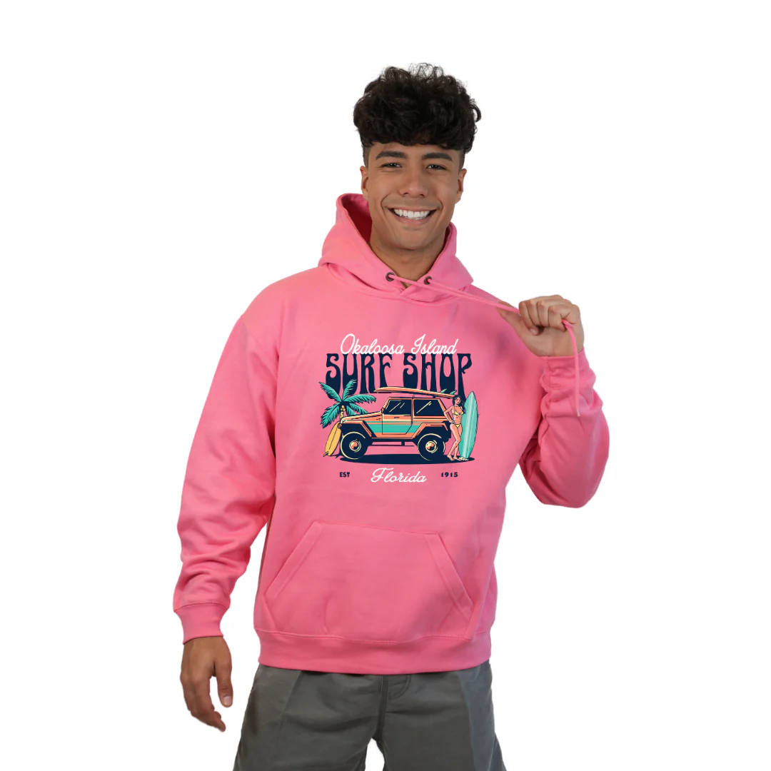 Okaloosa Island Hoodie Men  with Surf Shop Front Design Style 252 - Image 6