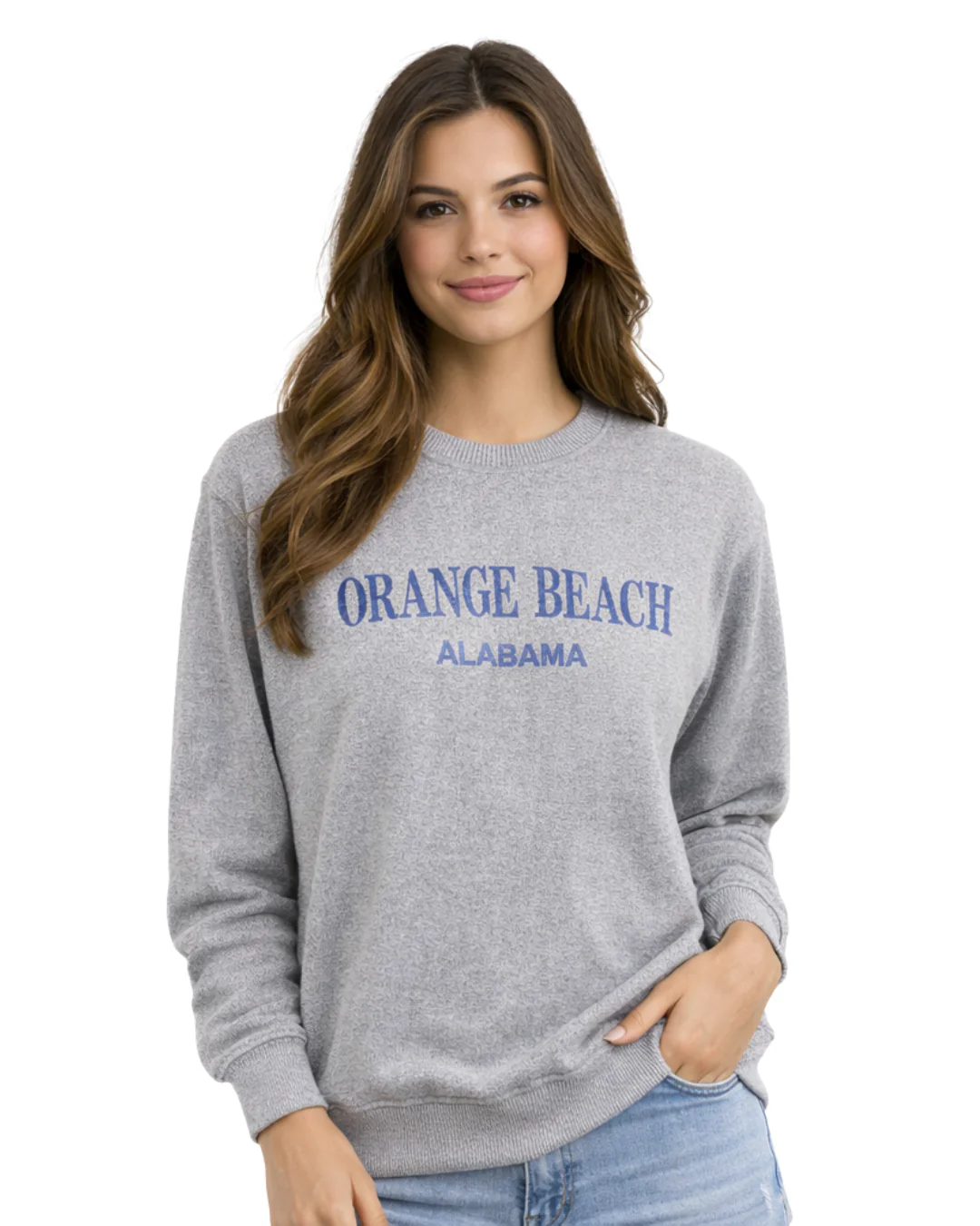 Orange Beach, AL Women Nantucket Crewneck Embroidered City Name Appliqué (Style AP267AI) - Image 3