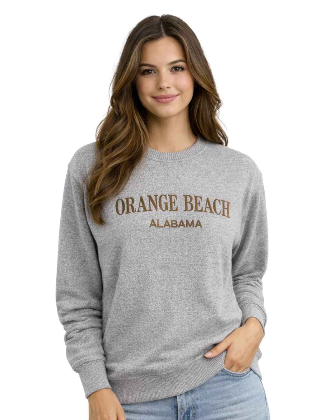 Orange Beach, AL Women Nantucket Crewneck Embroidered City Name Appliqué (Style AP267AI) - Image 4