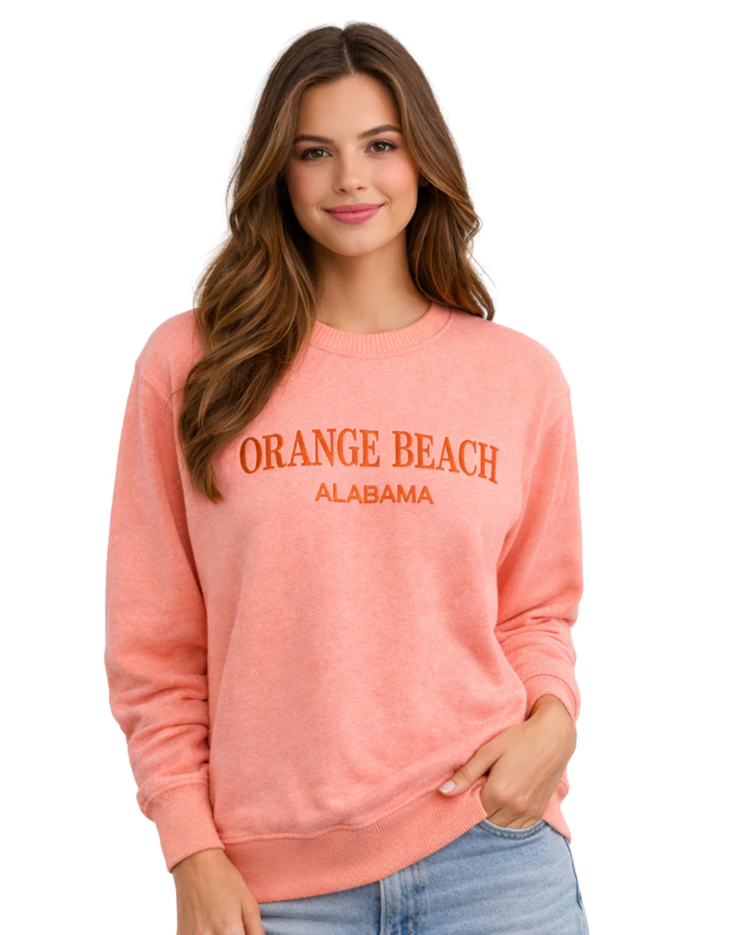 Orange Beach, AL Women Nantucket Crewneck Embroidered City Name Appliqué (Style AP267AI) - Image 5