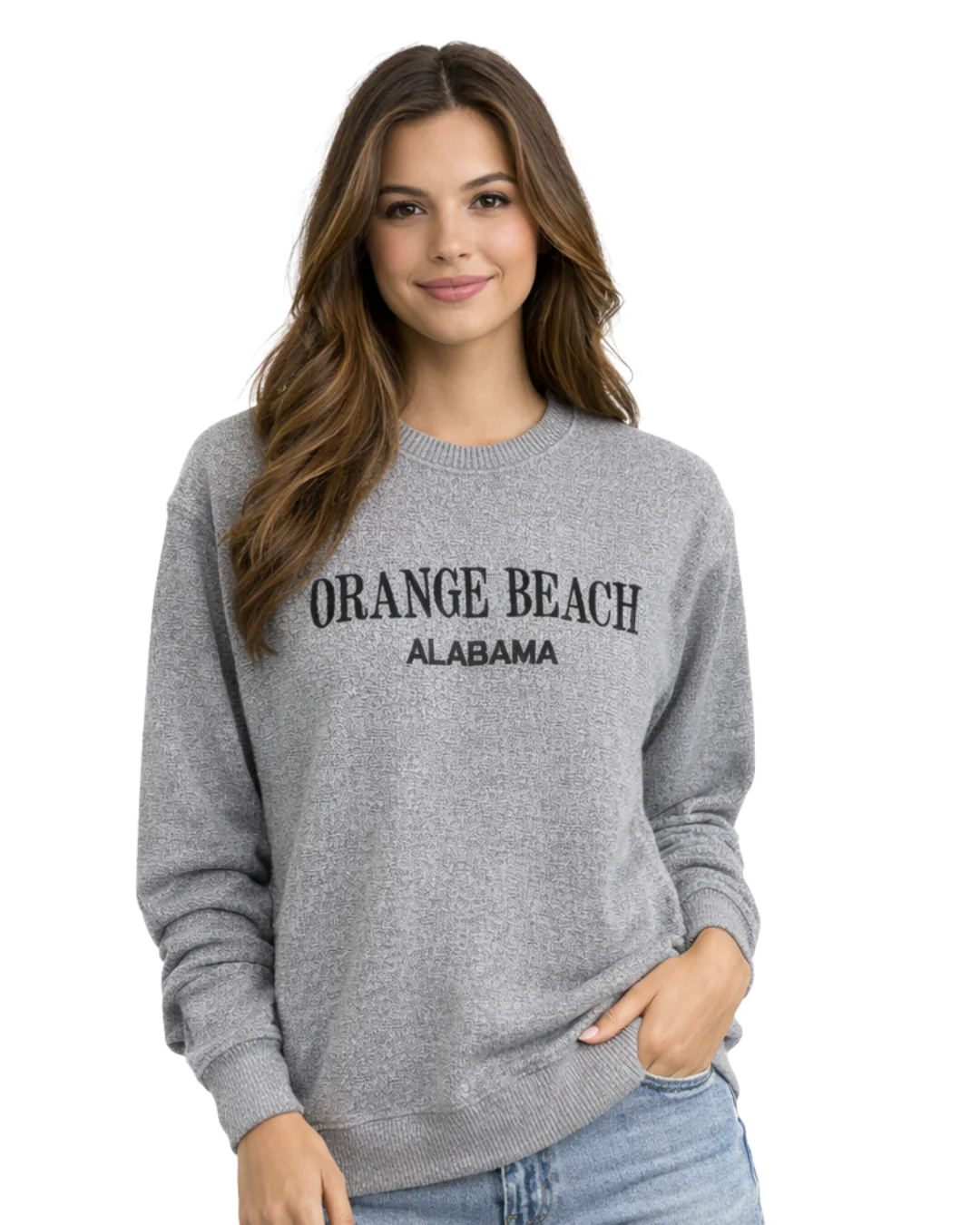 Orange Beach, AL Women Nantucket Crewneck Embroidered City Name Appliqué (Style AP267AI) - Image 6