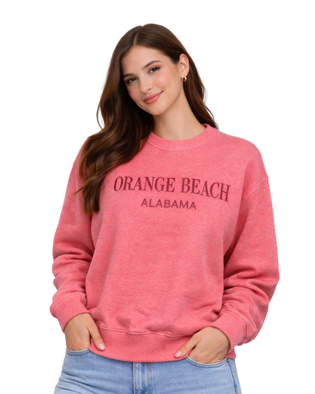 Orange Beach, AL Women Nantucket Crewneck Embroidered City Name Appliqué (Style AP267AI) - Image 7
