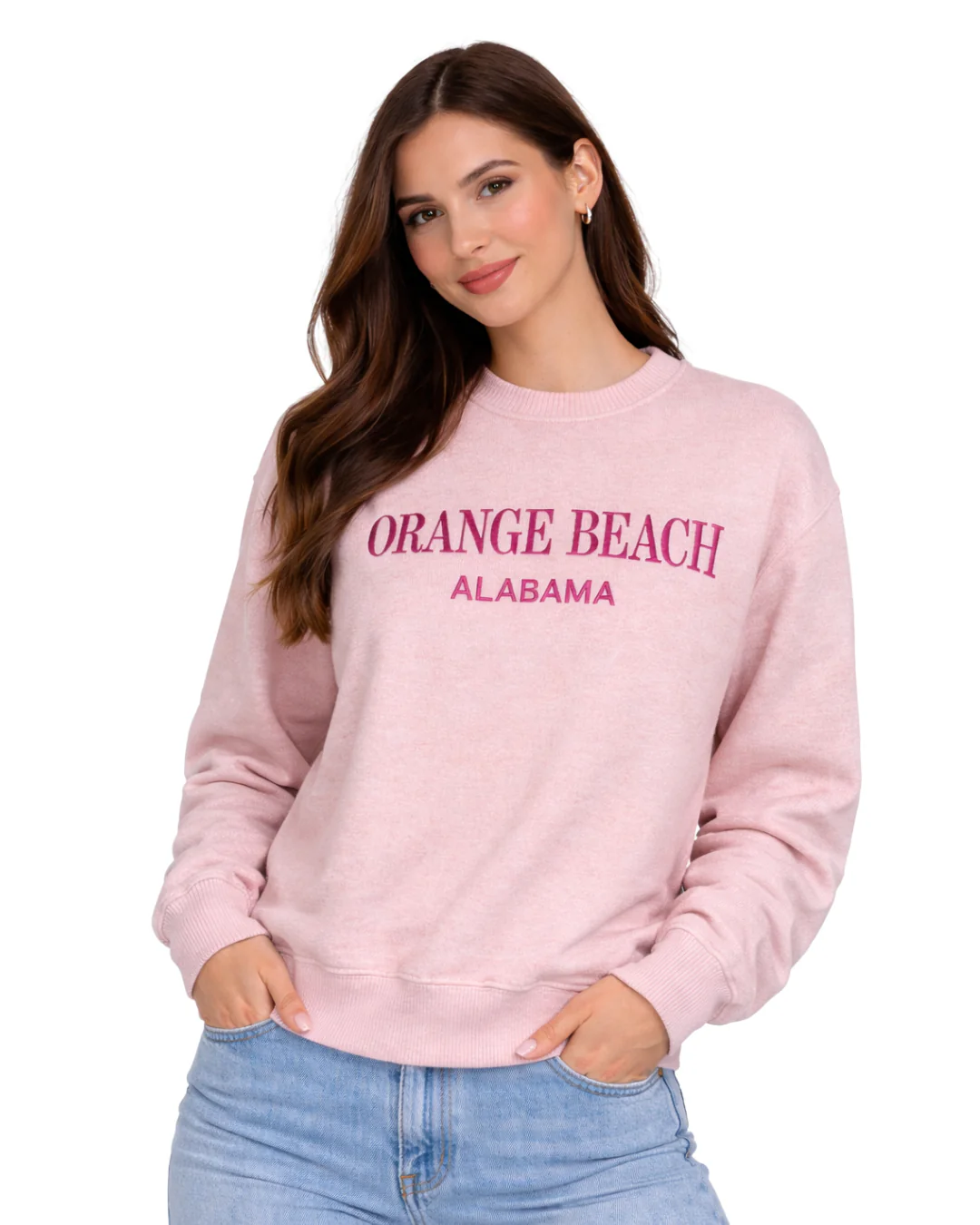Orange Beach, AL Women Nantucket Crewneck Embroidered City Name Appliqué (Style AP267AI) - Image 8