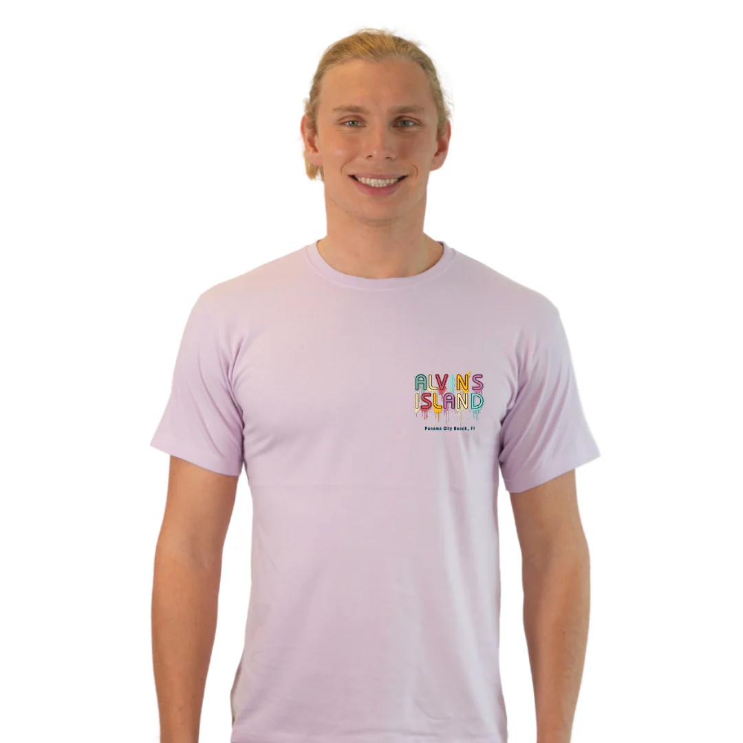 Panama City Beach Combed Cotton Men T-Shirt with a Alvin's island  Drip  Painting Design Style CC1000 - Image 3