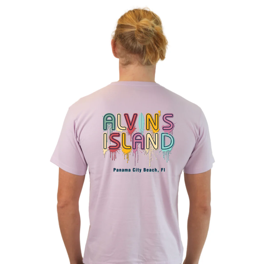 Panama City Beach Combed Cotton Men T-Shirt with a Alvin's island  Drip  Painting Design Style CC1000 - Image 4