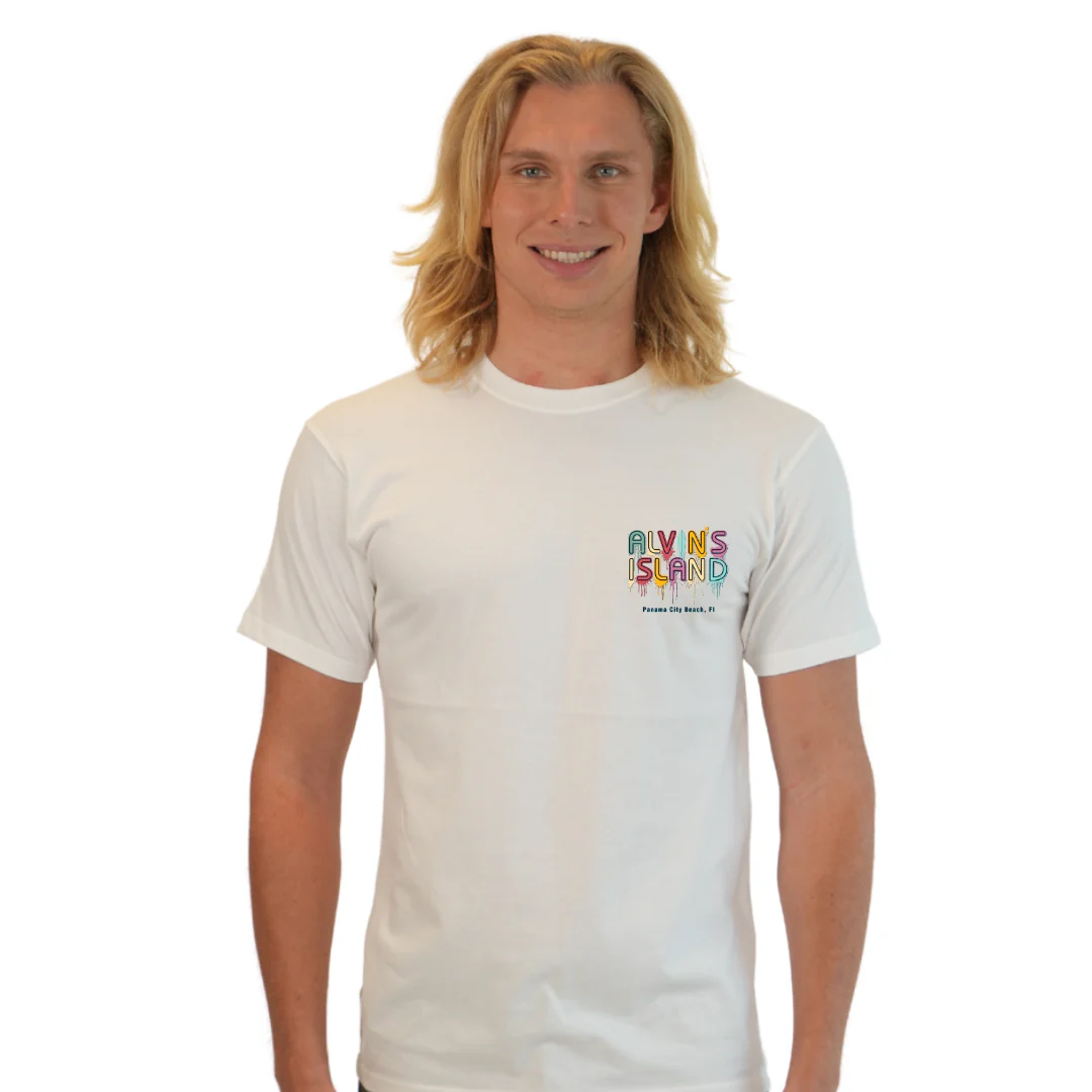 Panama City Beach Combed Cotton Men T-Shirt with a Alvin's island  Drip  Painting Design Style CC1000 - Image 5