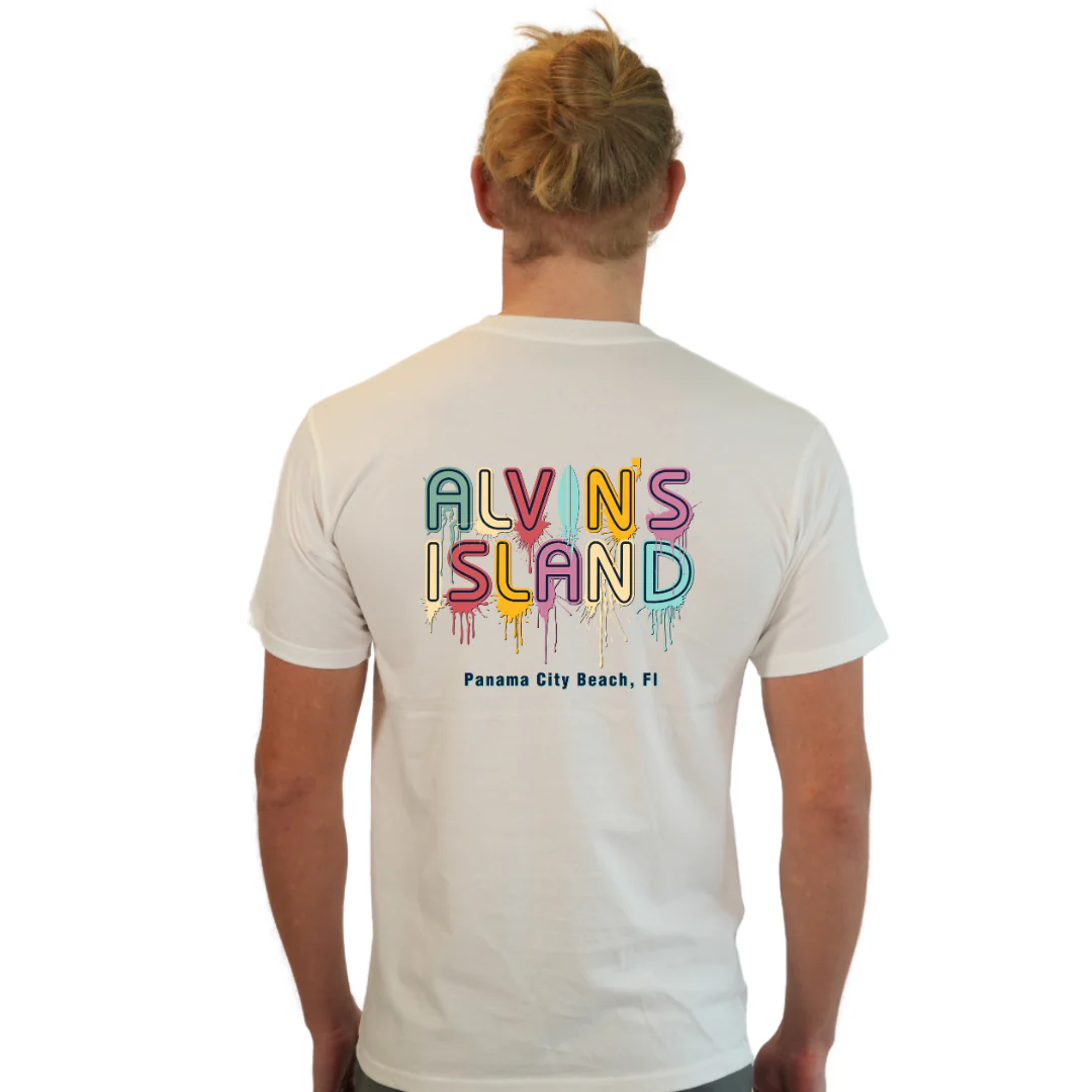 Panama City Beach Combed Cotton Men T-Shirt with a Alvin's island  Drip  Painting Design Style CC1000 - Image 6