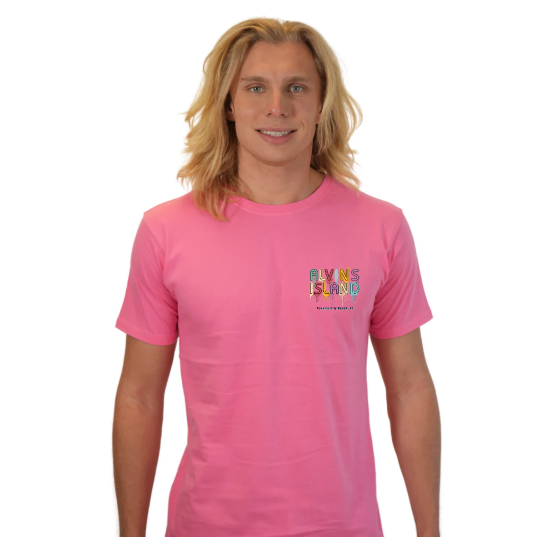 Panama City Beach Combed Cotton Men T-Shirt with a Alvin's island  Drip  Painting Design Style CC1000 - Image 7