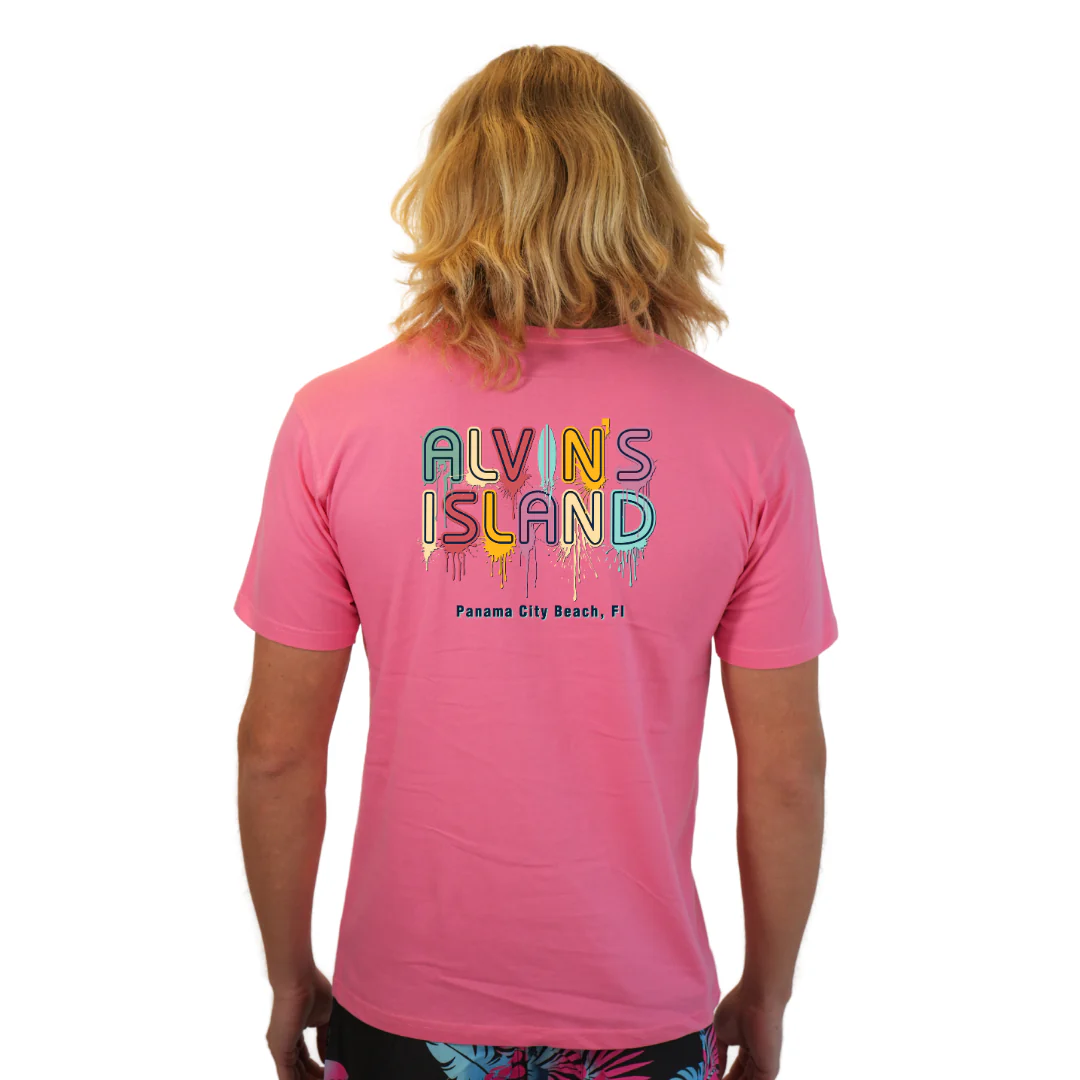Panama City Beach Combed Cotton Men T-Shirt with a Alvin's island  Drip  Painting Design Style CC1000 - Image 8