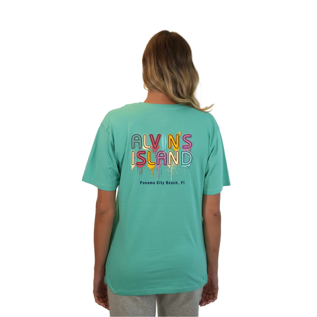 Panama City Beach Combed Cotton Women T-Shirt with a Alvin's island  Drip  Painting Design Style CC1000 - Image 10