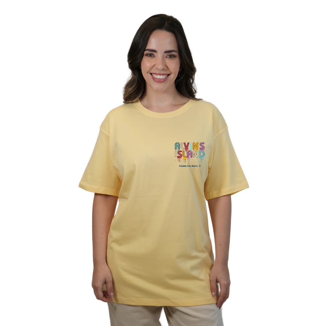 Panama City Beach Combed Cotton Women T-Shirt with a Alvin's island  Drip  Painting Design Style CC1000 - Image 3