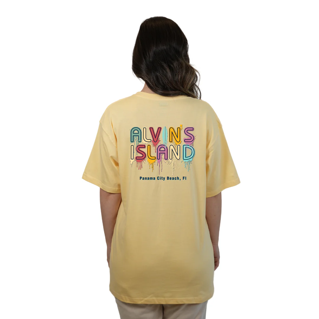 Panama City Beach Combed Cotton Women T-Shirt with a Alvin's island  Drip  Painting Design Style CC1000 - Image 4