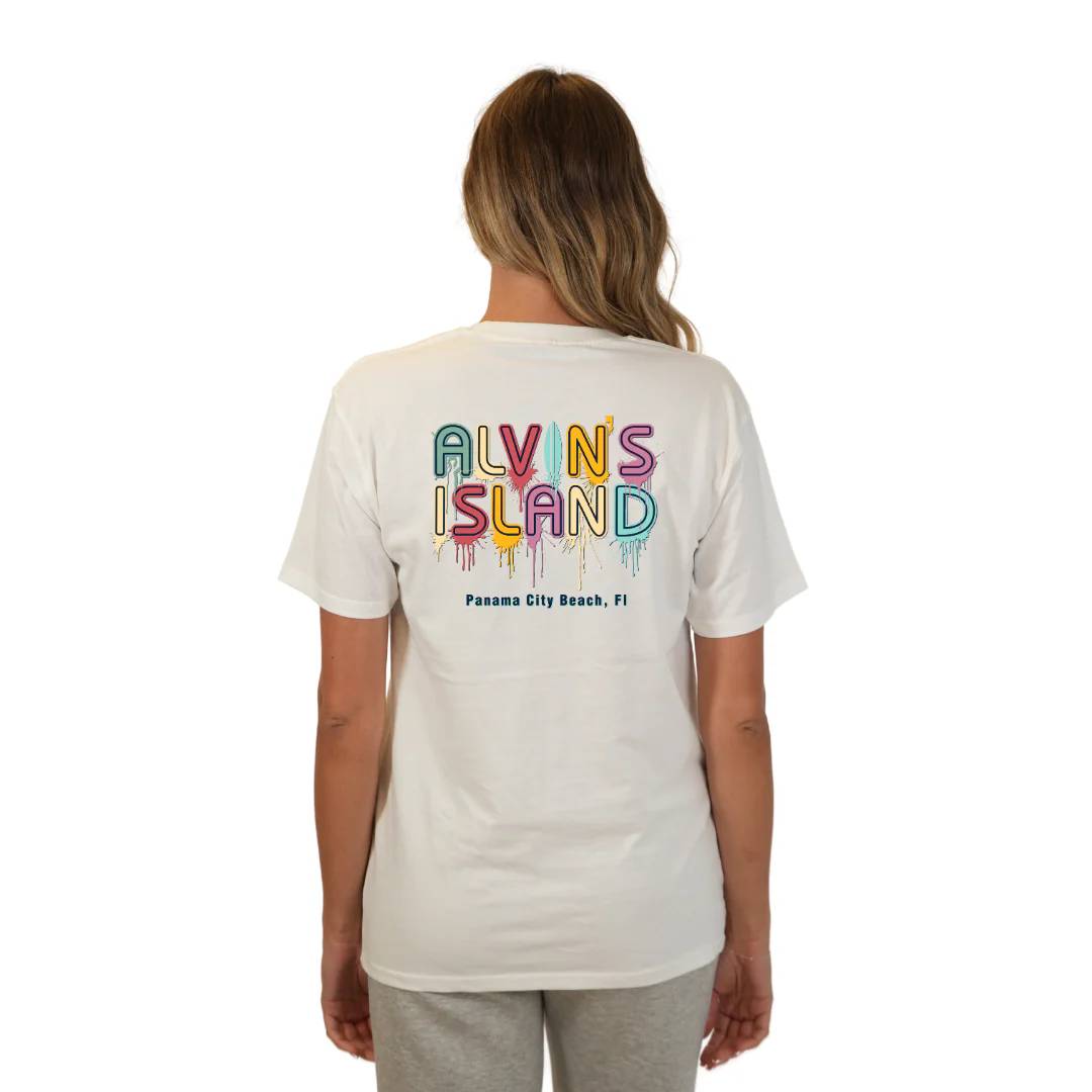 Panama City Beach Combed Cotton Women T-Shirt with a Alvin's island  Drip  Painting Design Style CC1000 - Image 6