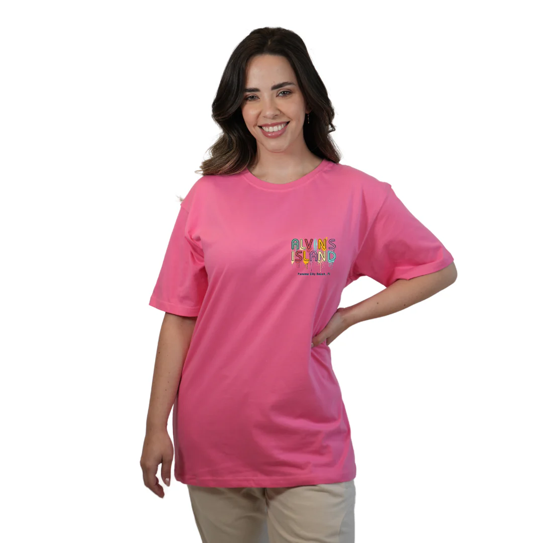 Panama City Beach Combed Cotton Women T-Shirt with a Alvin's island  Drip  Painting Design Style CC1000 - Image 7