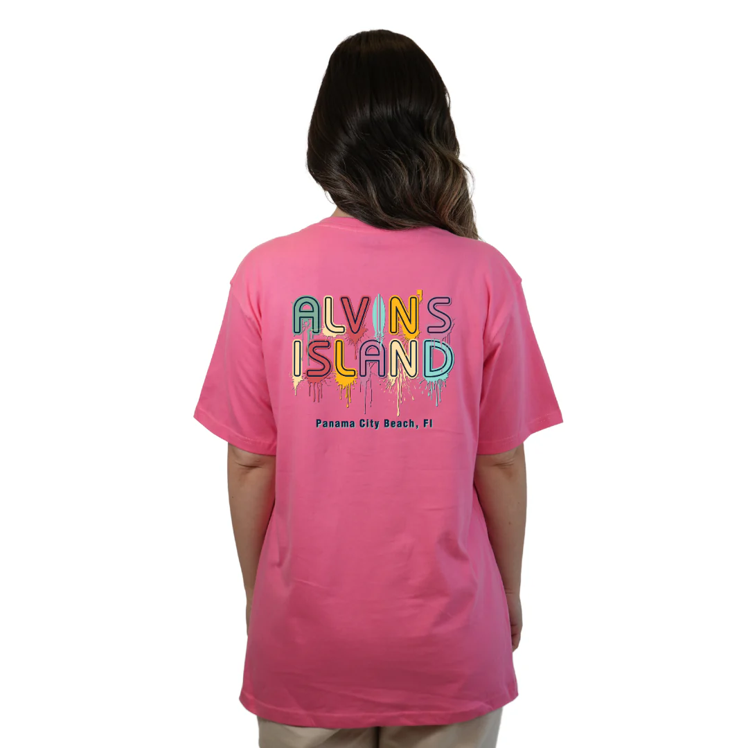 Panama City Beach Combed Cotton Women T-Shirt with a Alvin's island  Drip  Painting Design Style CC1000 - Image 8