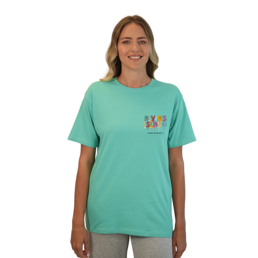 Panama City Beach Combed Cotton Women T-Shirt with a Alvin's island  Drip  Painting Design Style CC1000 - Image 9