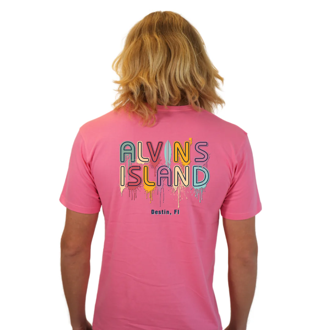 Destin Combed Cotton Men T-Shirt with a Alvin's island  Drip  Painting Design Style CC1000 - Image 10
