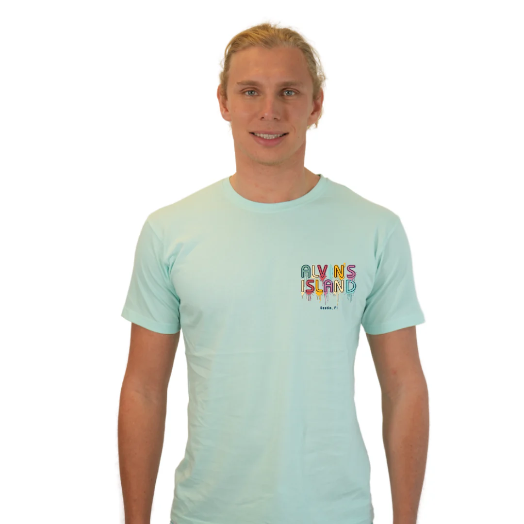 Destin Combed Cotton Men T-Shirt with a Alvin's island  Drip  Painting Design Style CC1000 - Image 11