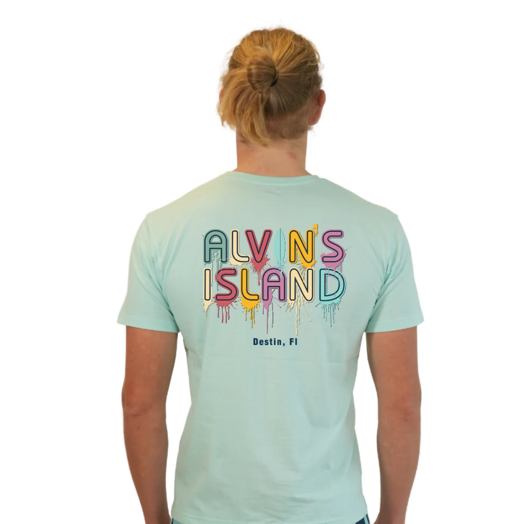 Destin Combed Cotton Men T-Shirt with a Alvin's island  Drip  Painting Design Style CC1000 - Image 12