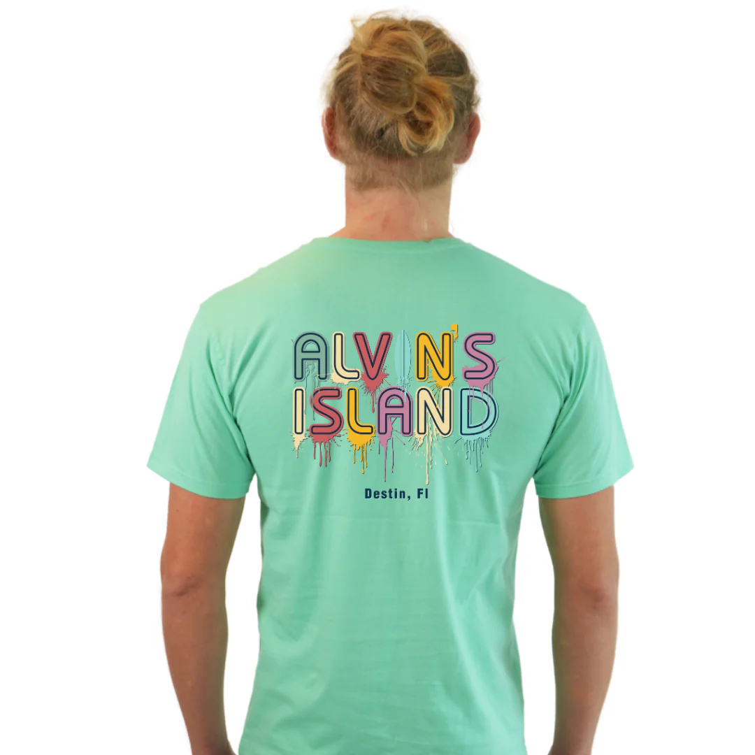 Destin Combed Cotton Men T-Shirt with a Alvin's island  Drip  Painting Design Style CC1000 - Image 2