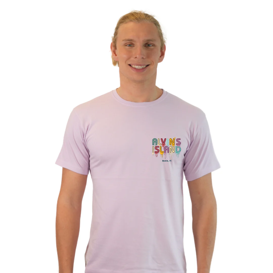 Destin Combed Cotton Men T-Shirt with a Alvin's island  Drip  Painting Design Style CC1000 - Image 3