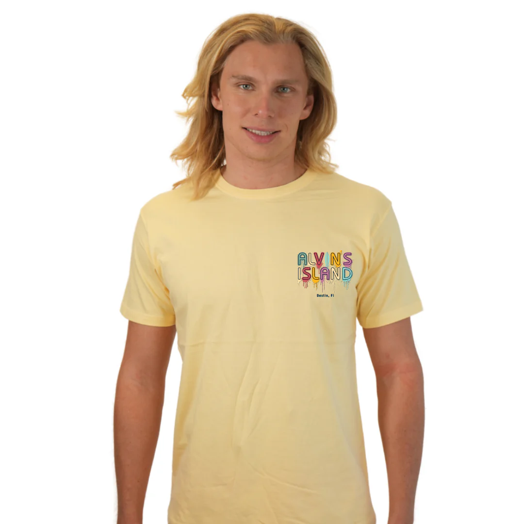 Destin Combed Cotton Men T-Shirt with a Alvin's island  Drip  Painting Design Style CC1000 - Image 5