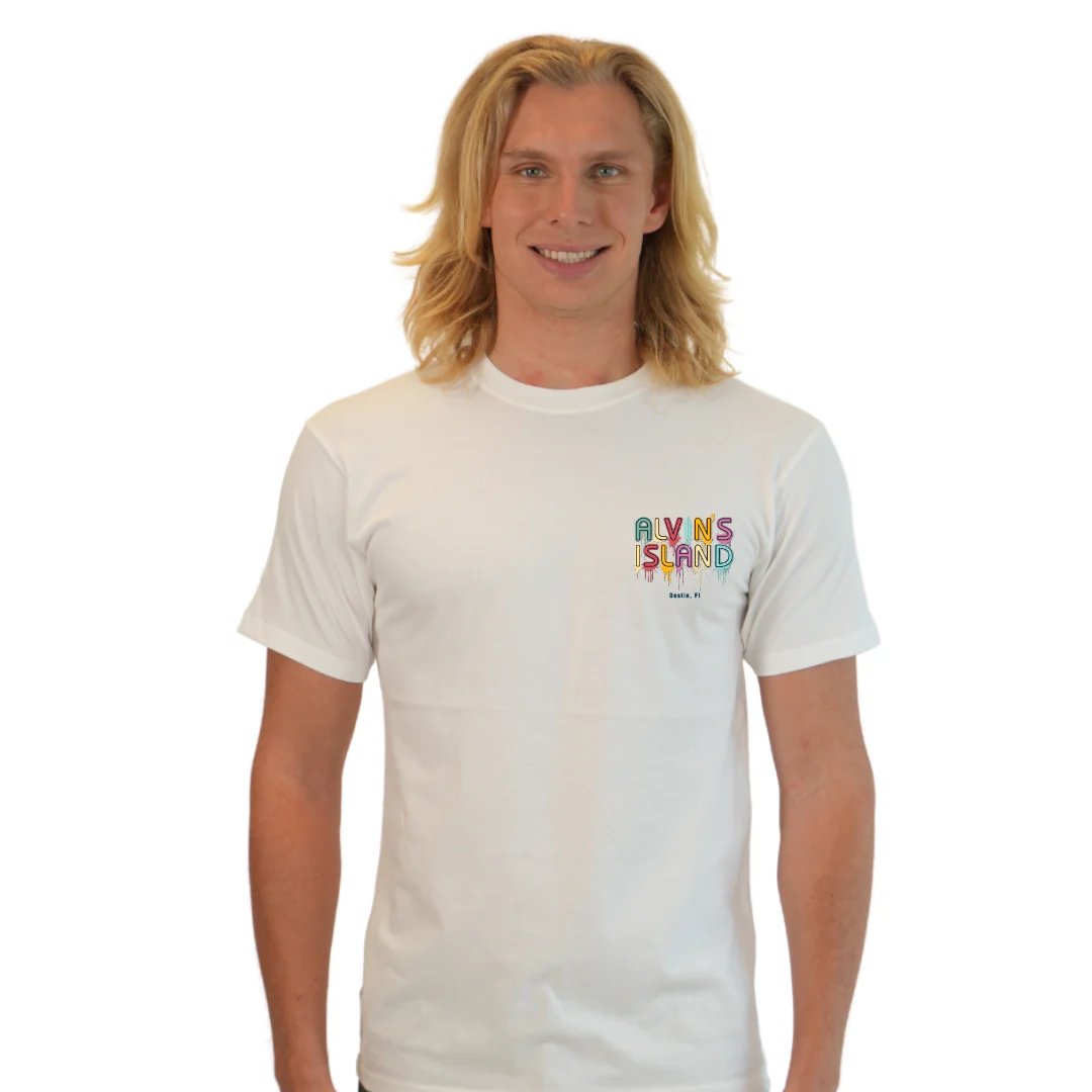 Destin Combed Cotton Men T-Shirt with a Alvin's island  Drip  Painting Design Style CC1000 - Image 7