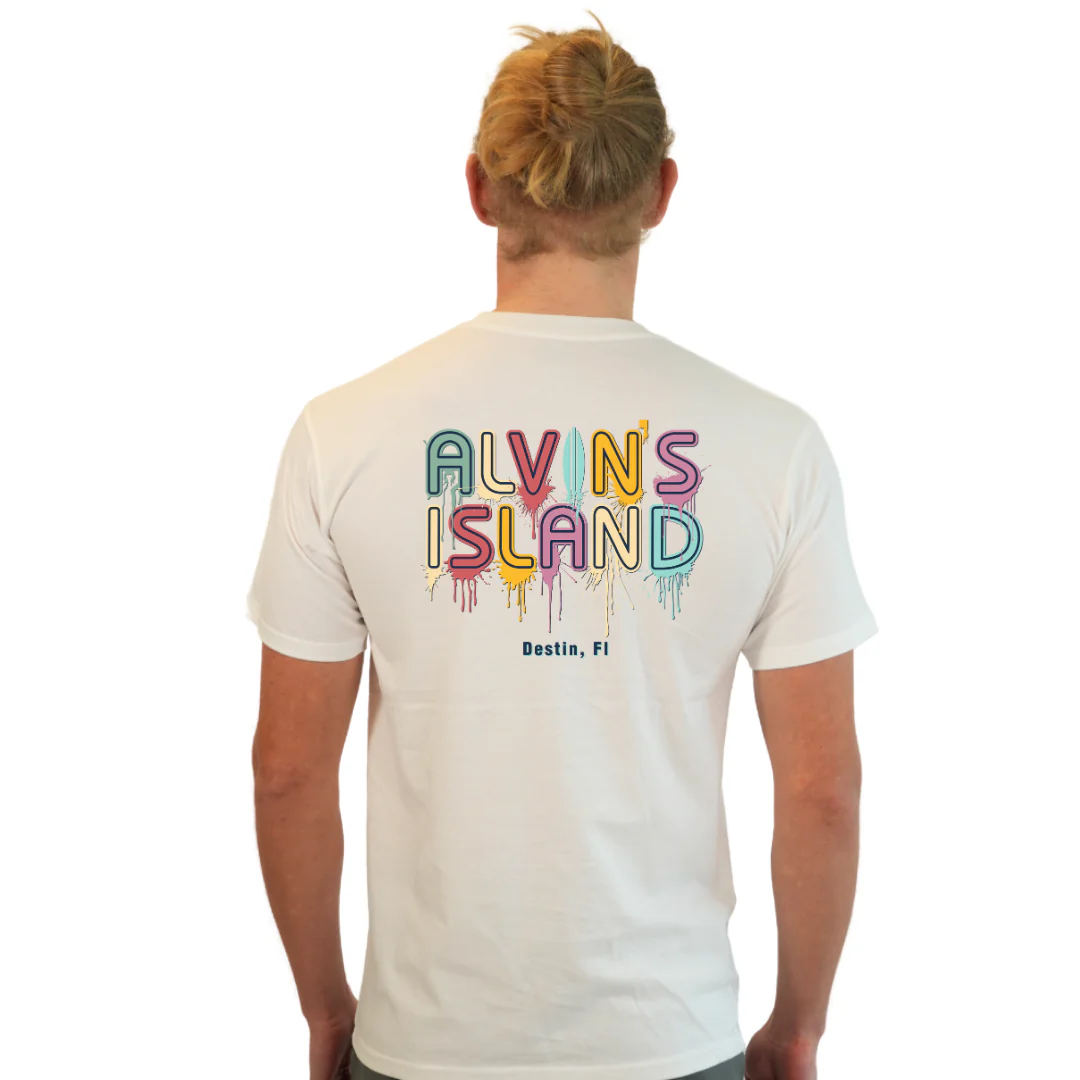 Destin Combed Cotton Men T-Shirt with a Alvin's island  Drip  Painting Design Style CC1000 - Image 8