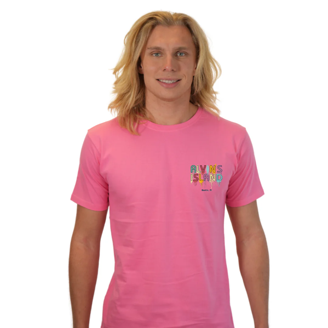 Destin Combed Cotton Men T-Shirt with a Alvin's island  Drip  Painting Design Style CC1000 - Image 9